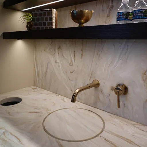 Commercial hotel bath counter and sink installation Sterling Carpet One 